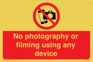 No photography or filming using any device